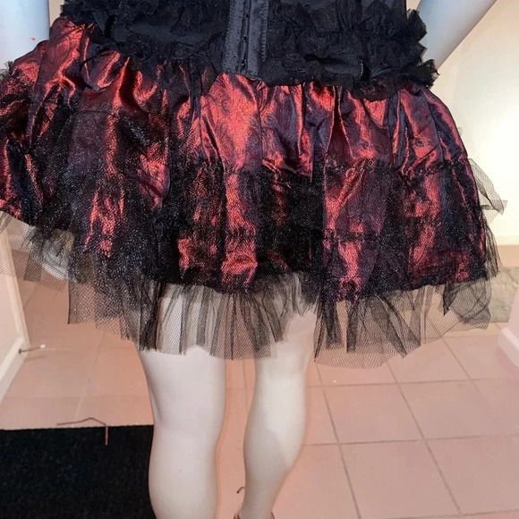 pandemonium Dresses & Skirts - Lolita Ruffle and lace mini skirt in Maroon King Brocade Size Small